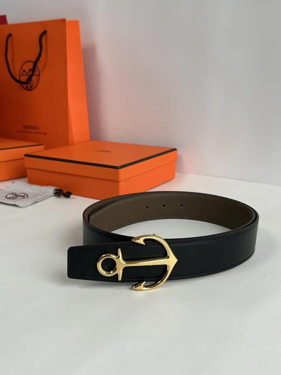 Hermes Taupe Anchor Buckle Belt - Hình 7