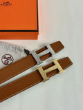 Hermes Brown Leather H Buckle Belt