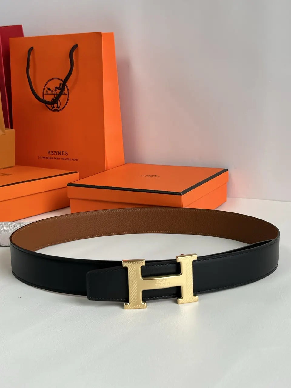 Hermes Brown Leather H Buckle Belt - Hình 8