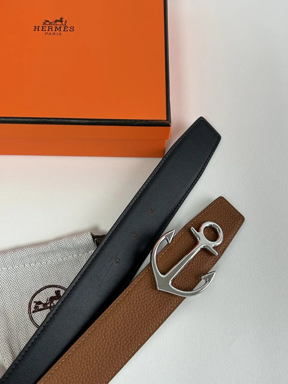 Hermes Brown Leather Anchor Buckle