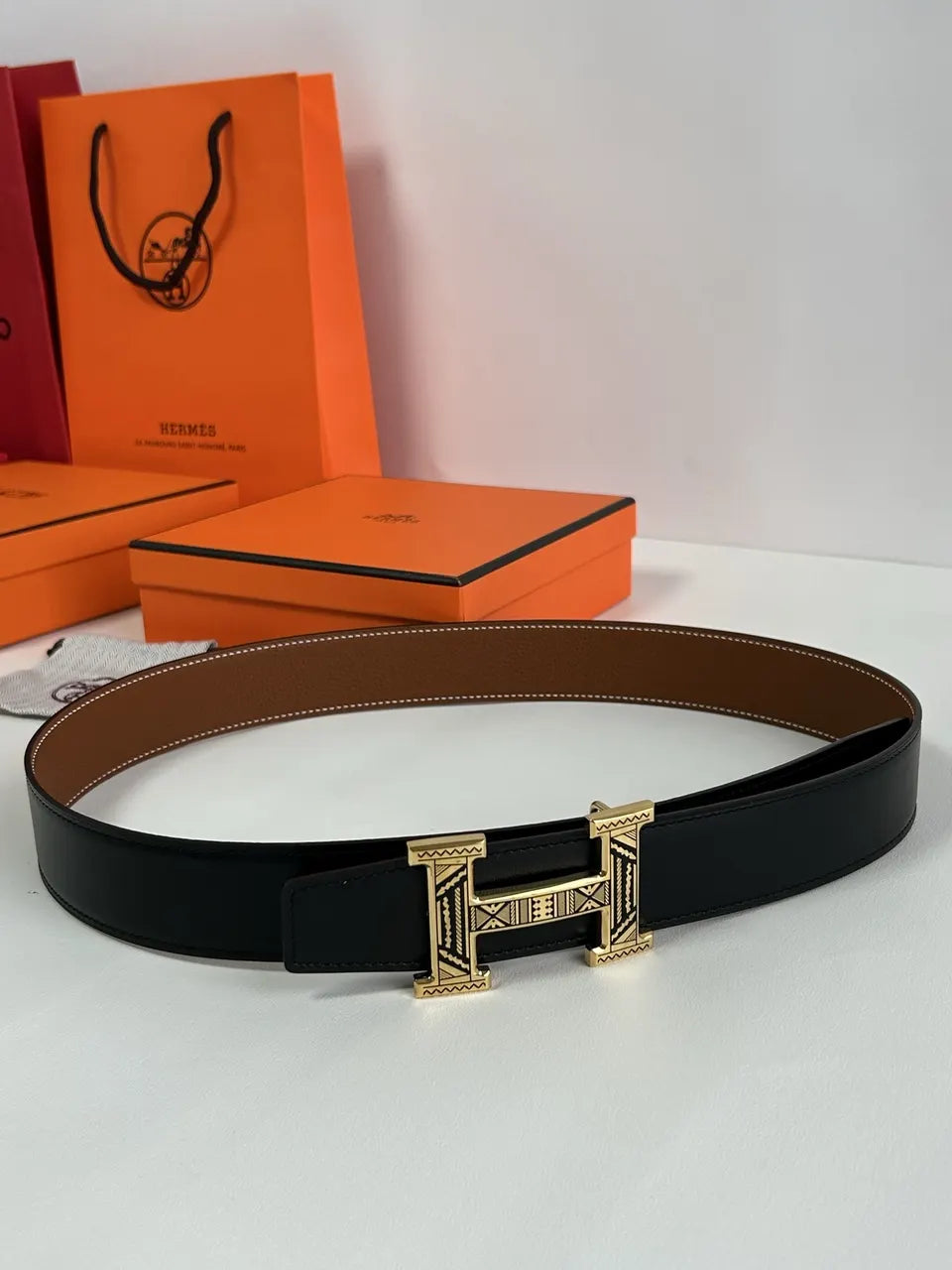 Hermes Two-Tone Leather Belt - Hình 5