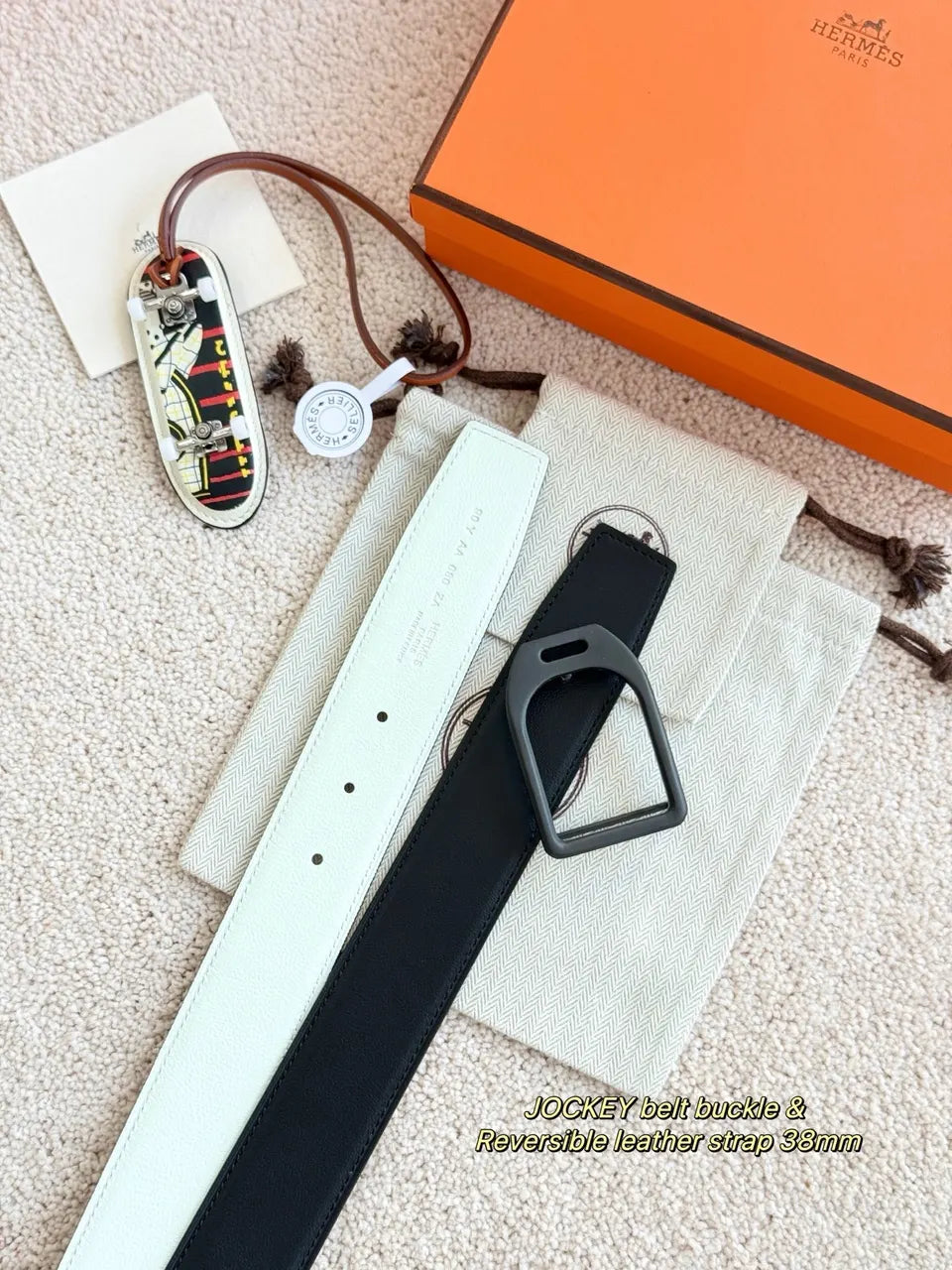 Hermès Brown & White Reversible Leather Belt
