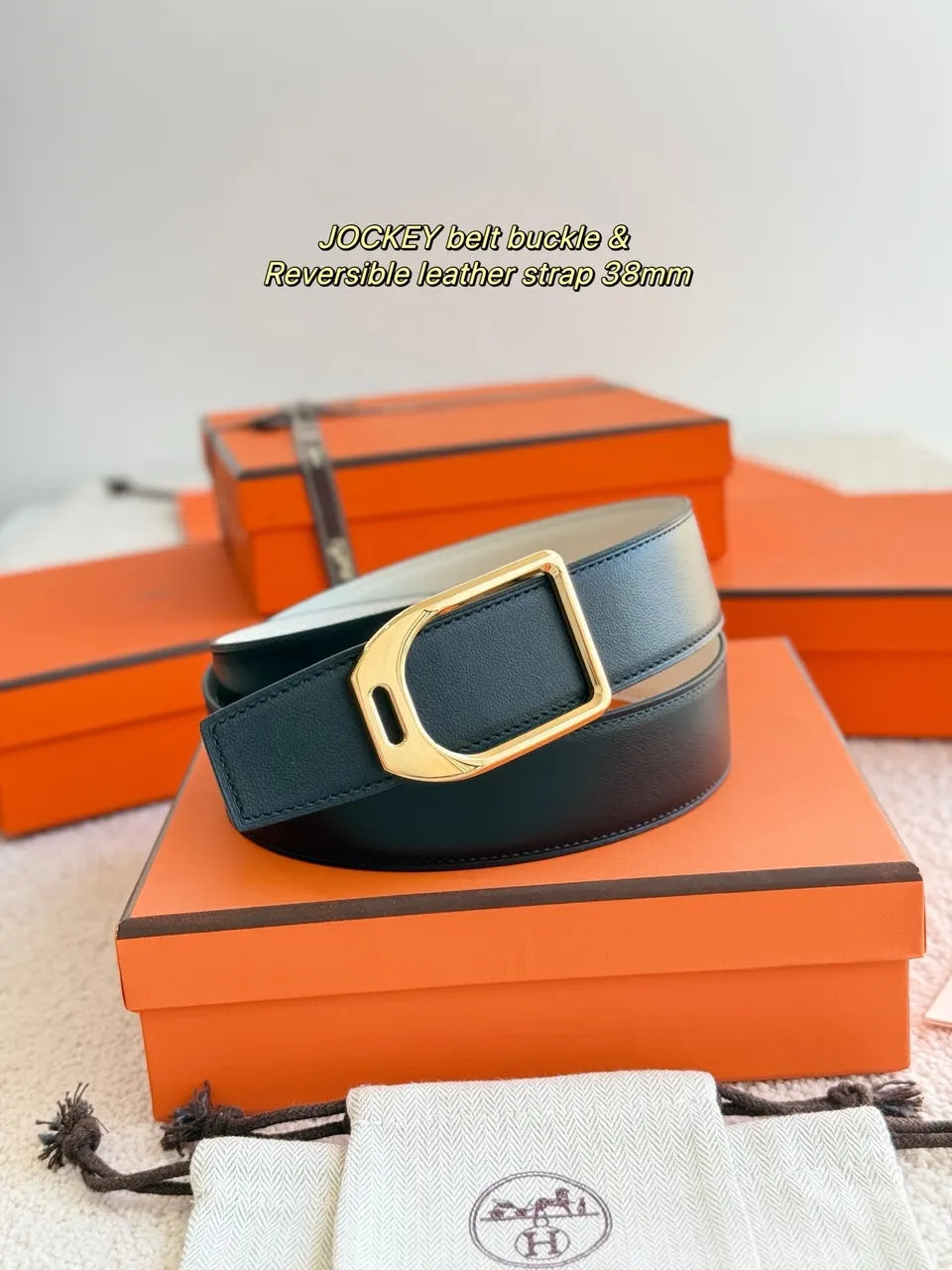 Hermes Jockey Reversible Belt - Hình 4