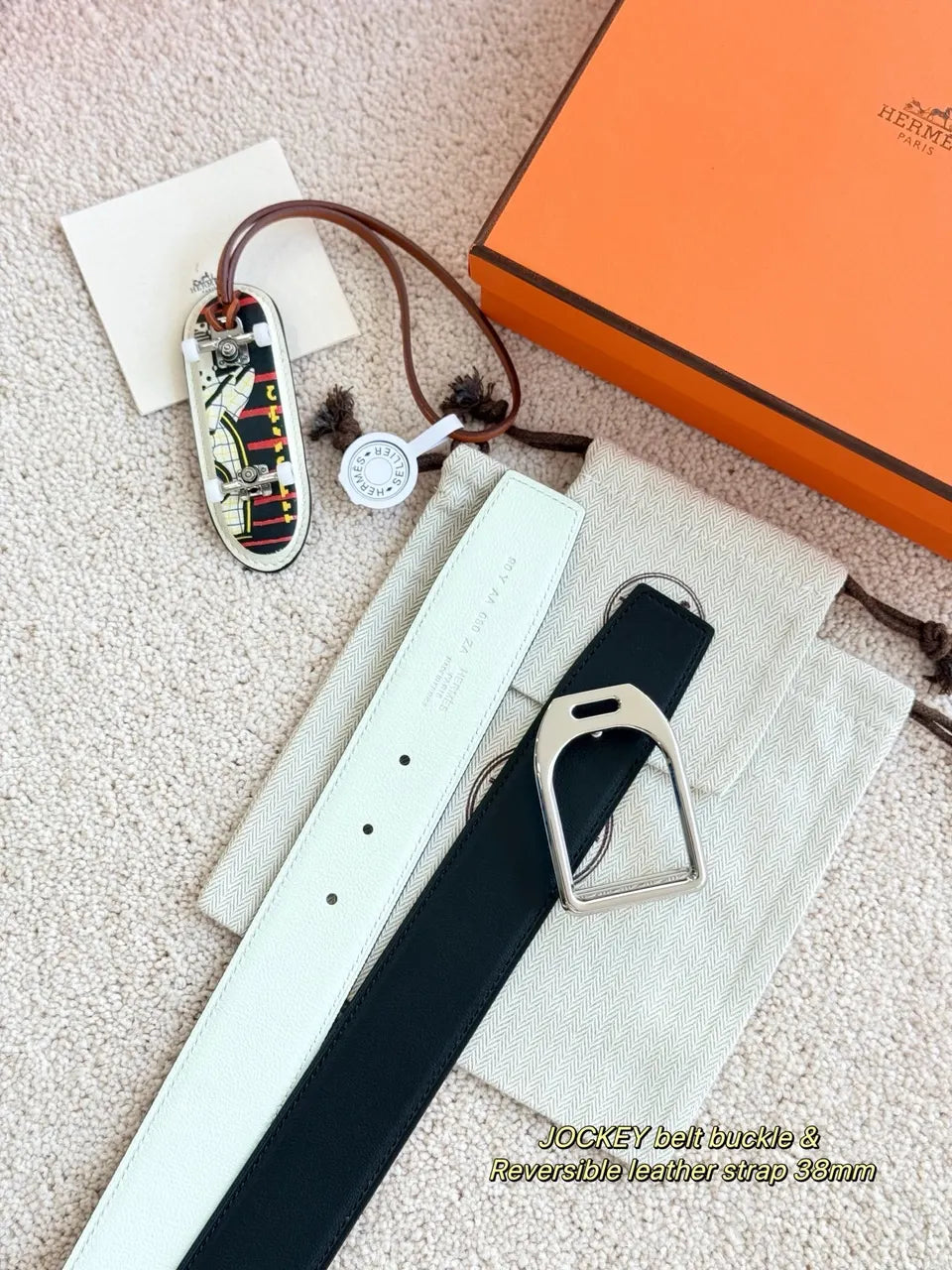 Hermes Brown White Belt