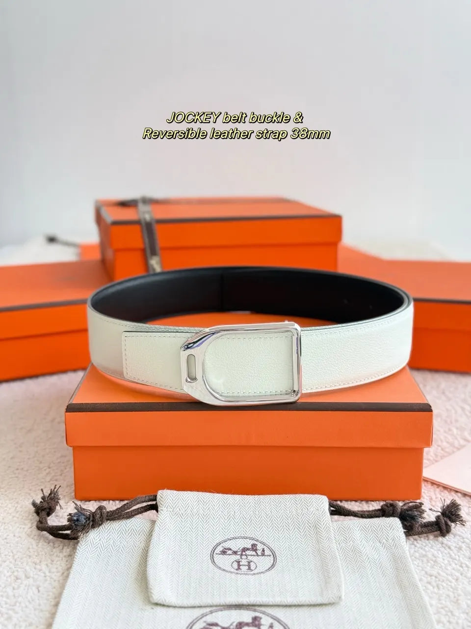 Hermes Brown White Belt - Hình 2