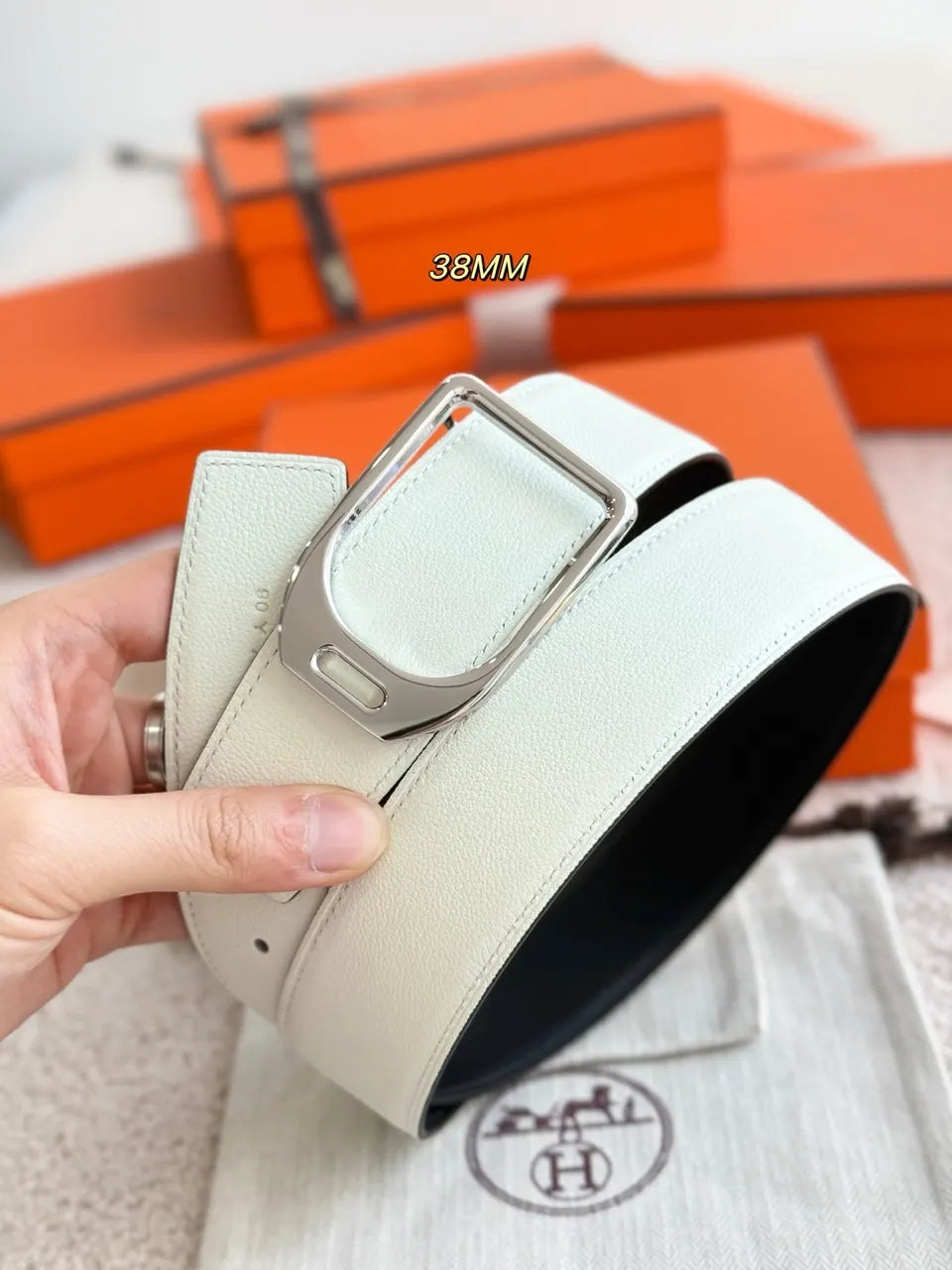 Hermes Brown White Belt - Hình 3