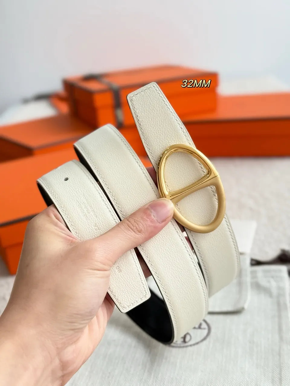 tonight Hermes Beige Reversible Belt - Hình 3