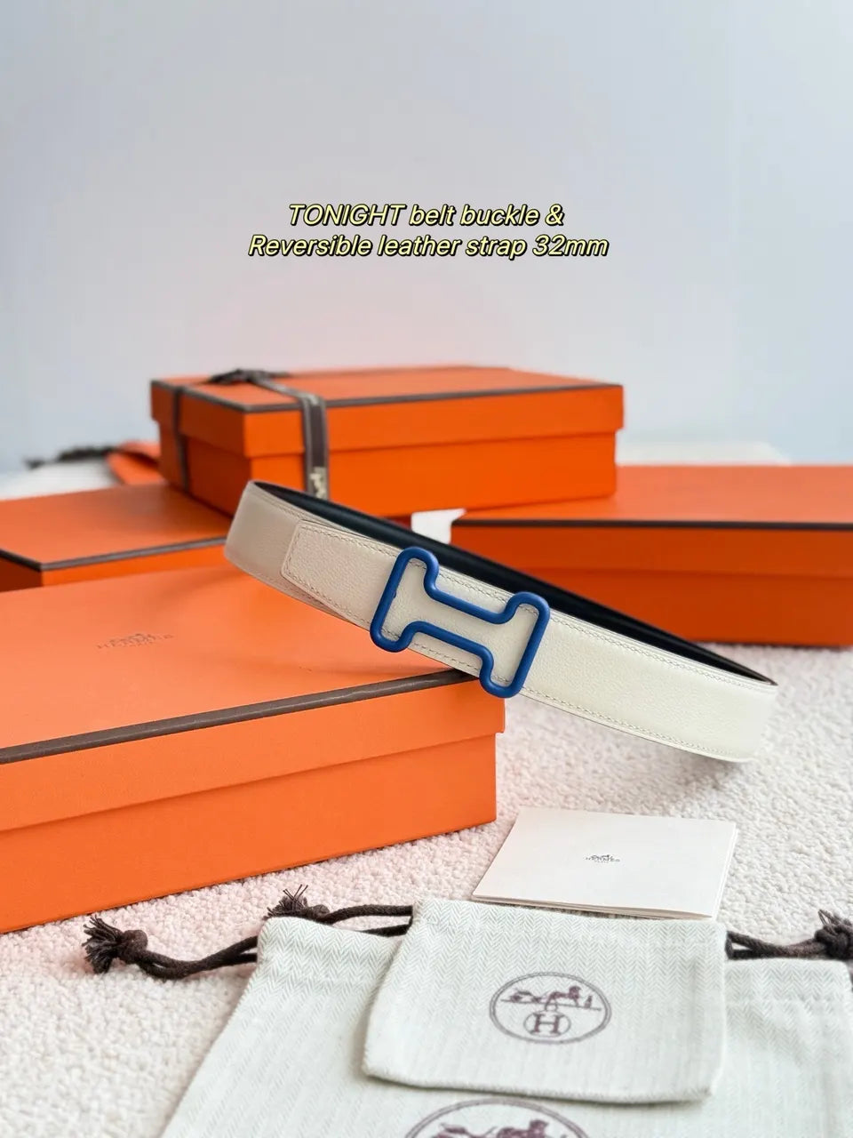 Hermes Reversible White Black Belt
