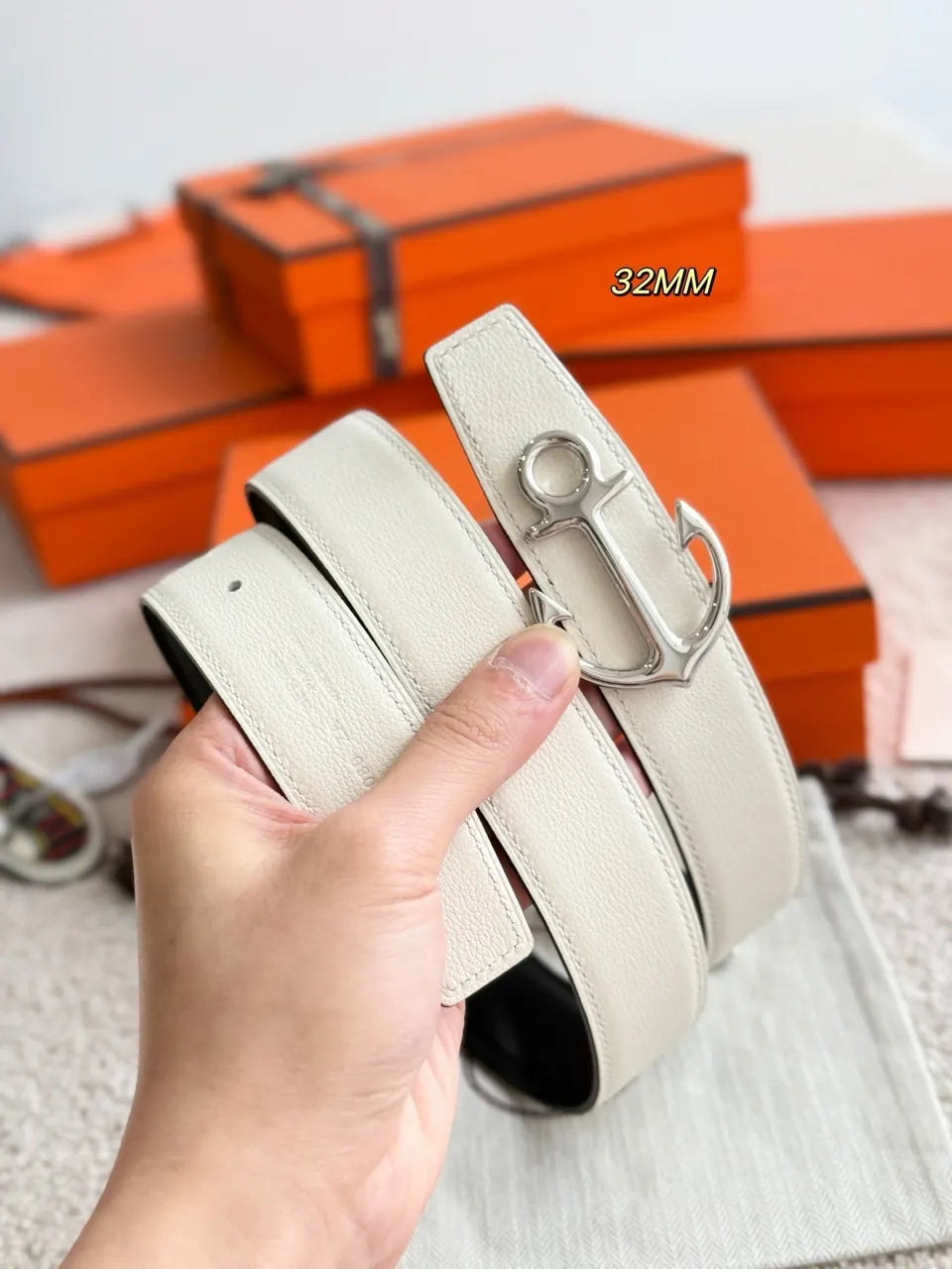 Hermes Reversible Anchor Buckle Belt - Hình 3