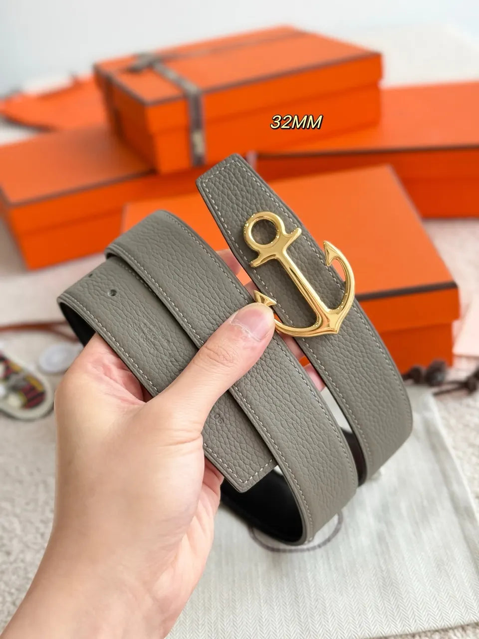 Hermes Anchor Buckle Reversible Belt - Hình 2