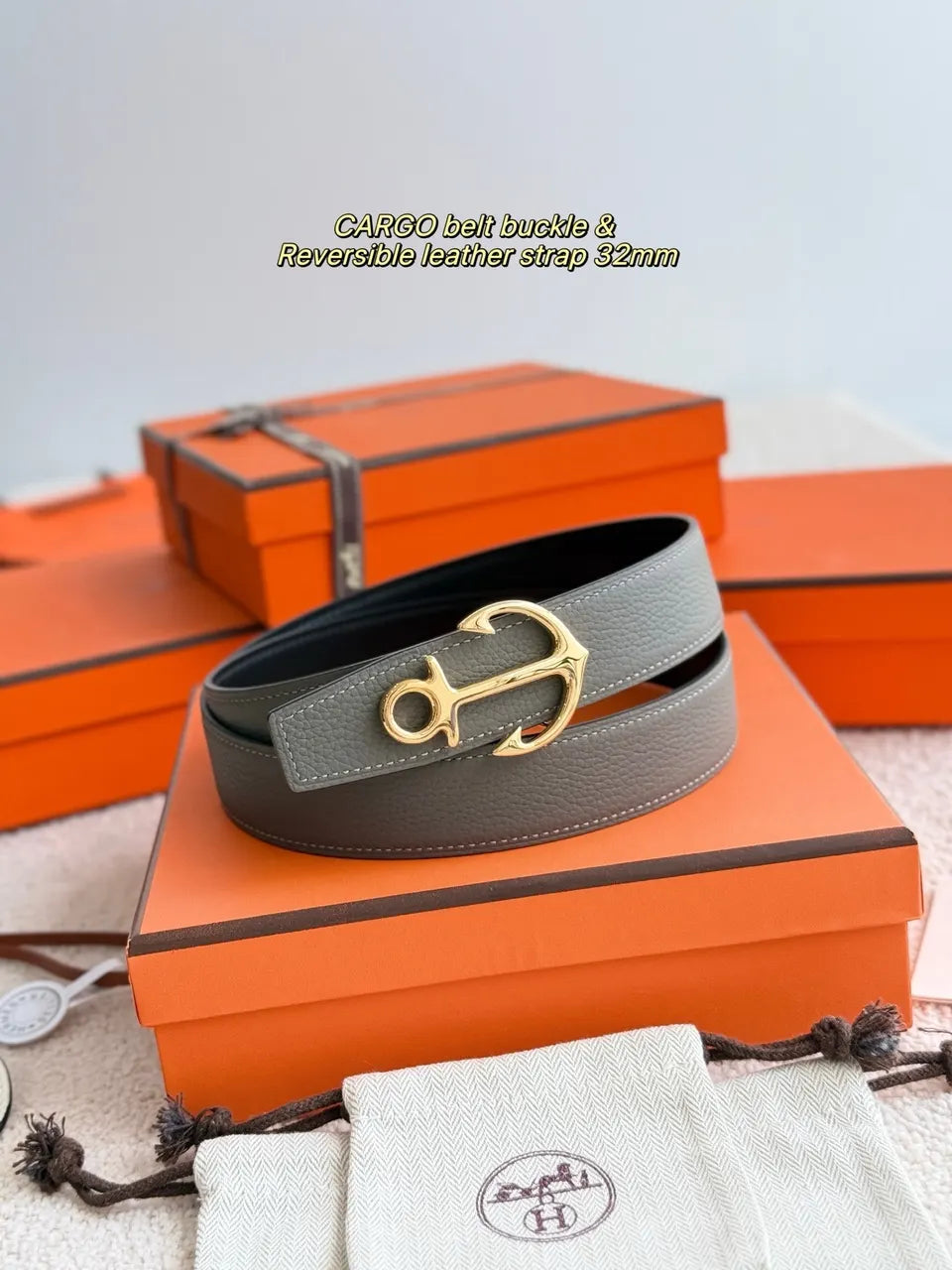 Hermes Anchor Buckle Reversible Belt - Hình 3