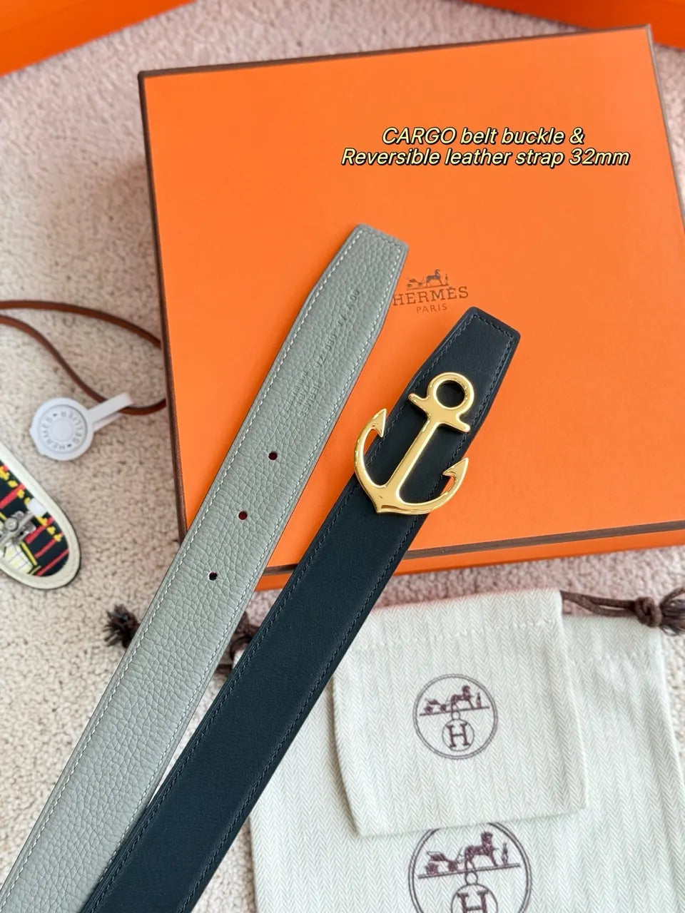 Hermes Anchor Buckle Reversible Belt - Hình 4
