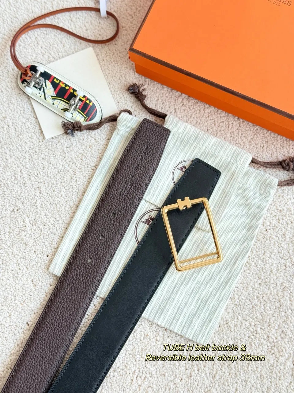 Hermes Reversible Gold Buckle Belt