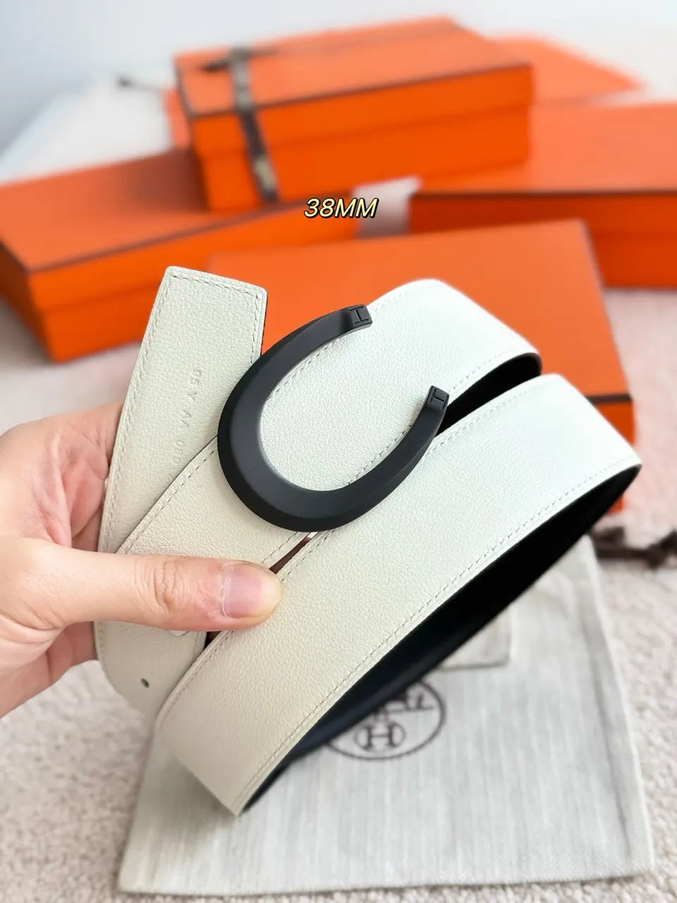 Hermes Black/White Reversible Belt - Hình 3