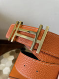 gold Hermes Tangerine Leather Belt