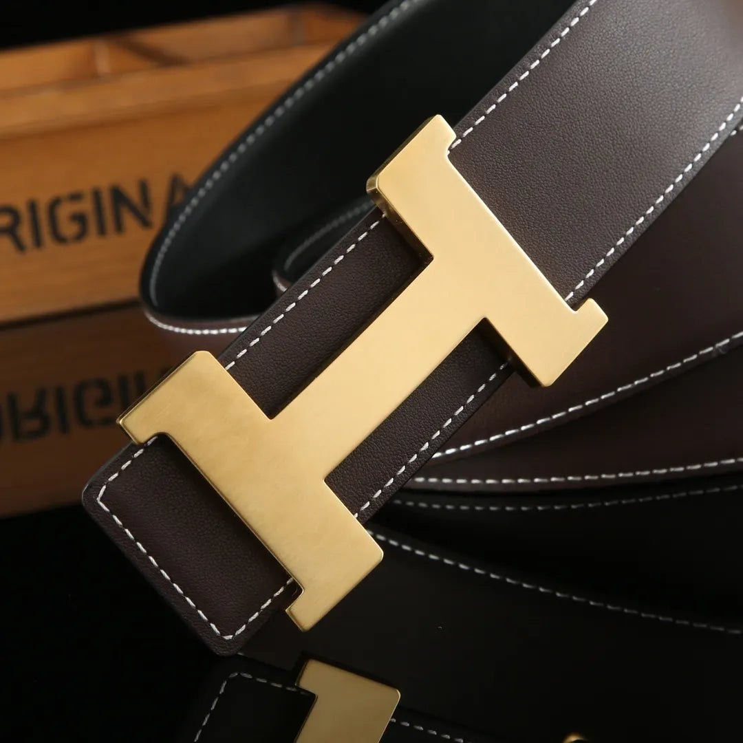 black Hermes Reversible Silver Buckle Belt - Hình 7