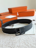 palladium Hermes Matte Black Leather Belt