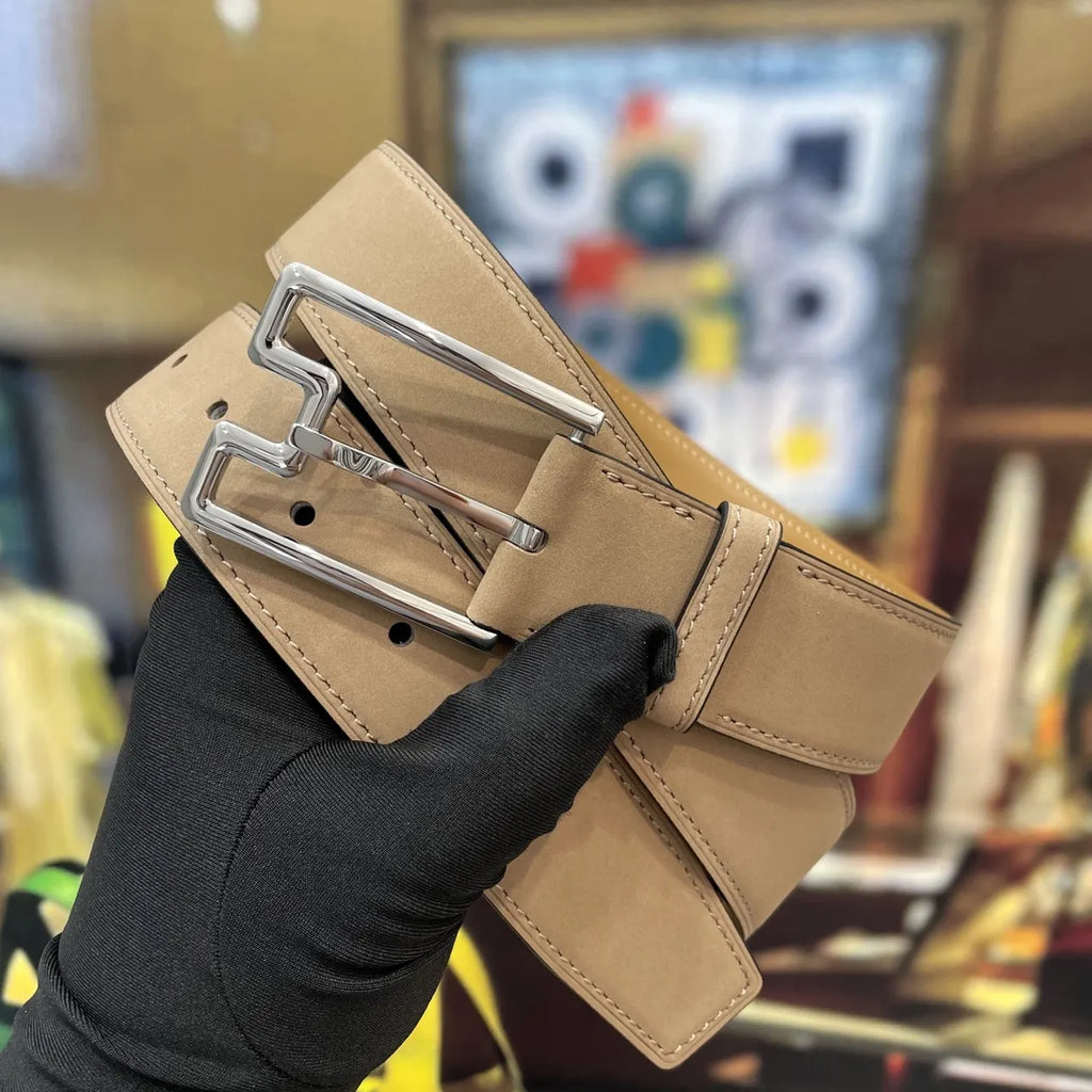 Hermes Beige Suede Belt