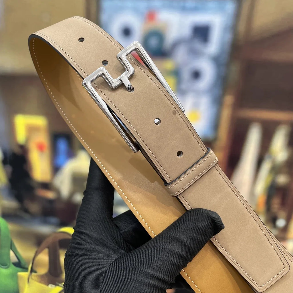 Hermes Beige Suede Belt - Hình 3