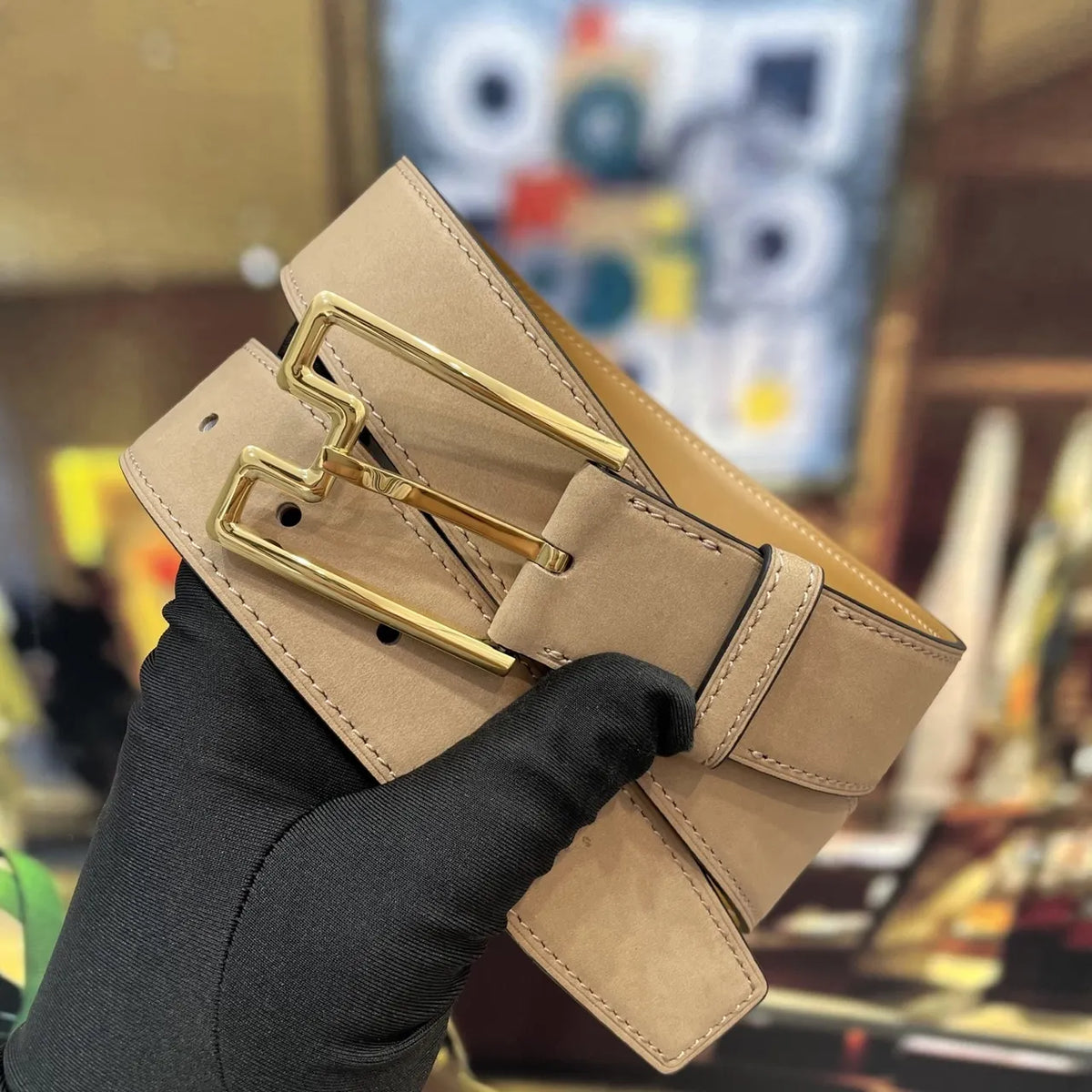 Hermes Etoupe Suede Leather Belt