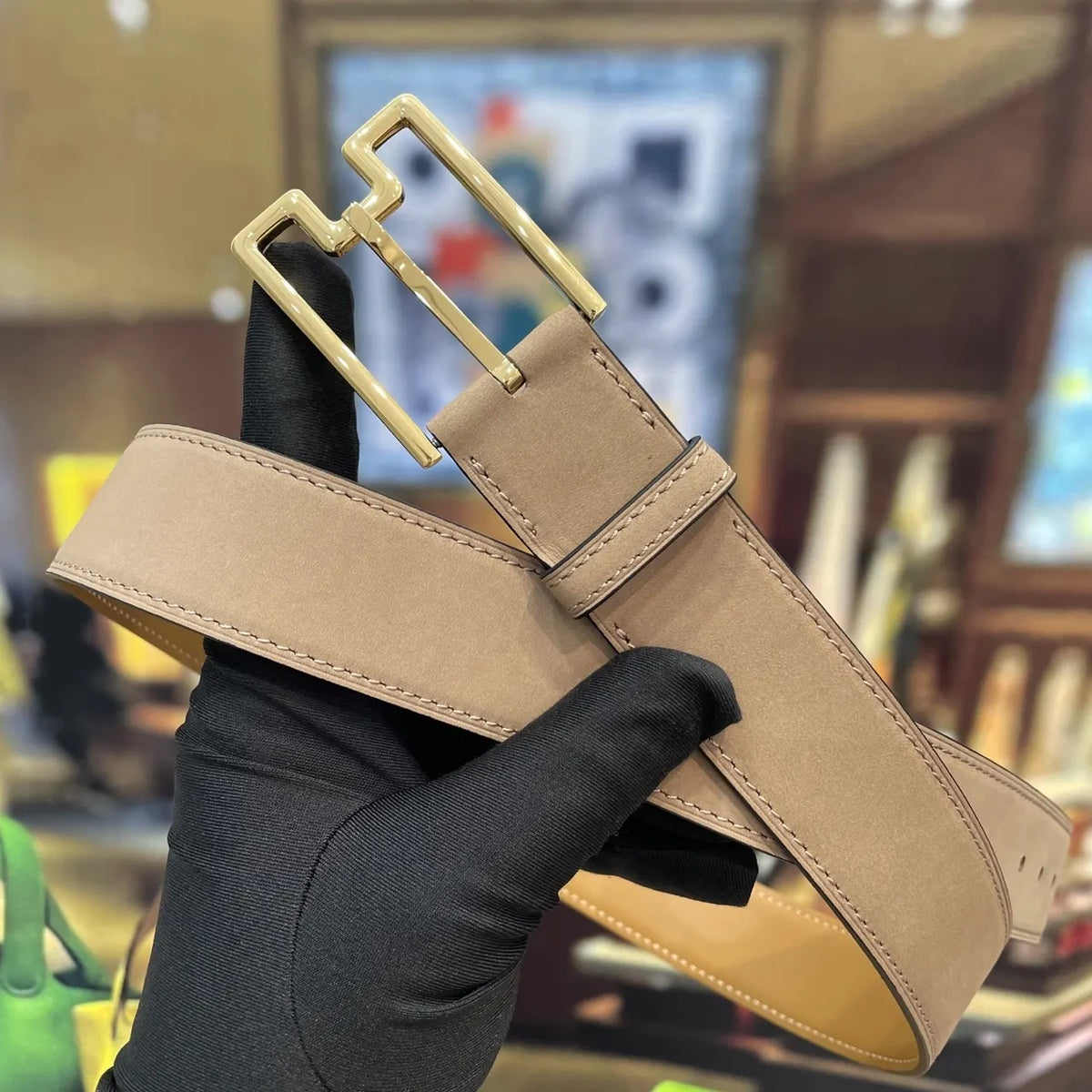 Hermes Etoupe Suede Leather Belt - Hình 2