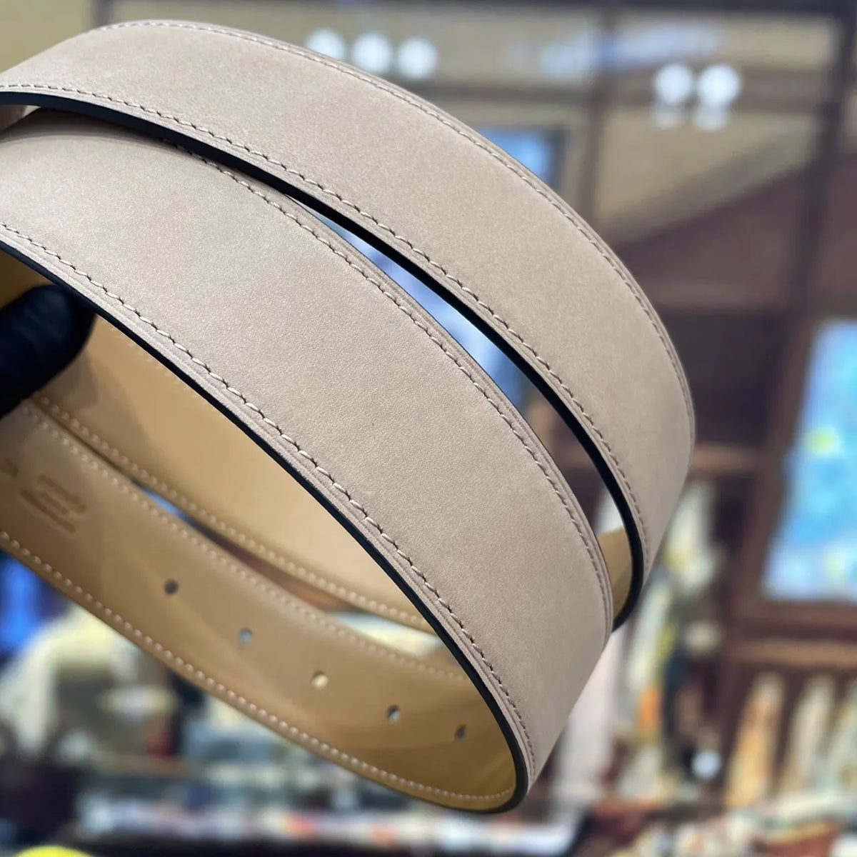 Hermes Etoupe Suede Leather Belt - Hình 7