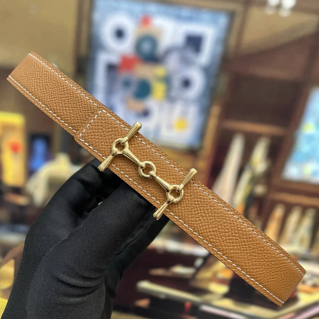 Hermes Gold Stirrup Buckle Belt