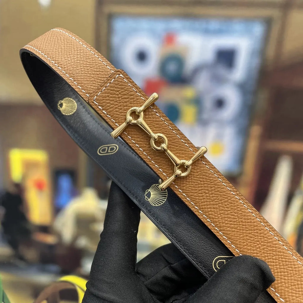 Hermes Gold Stirrup Buckle Belt - Hình 3