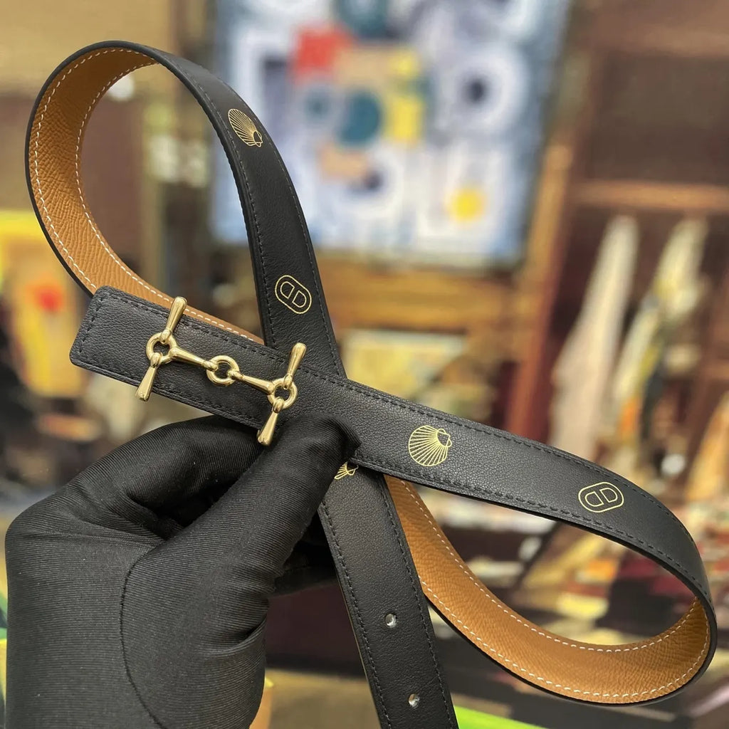 Hermes Gold Stirrup Buckle Belt - Hình 4