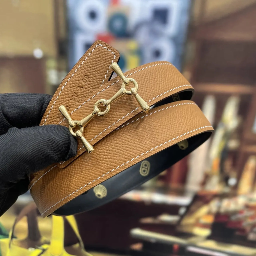 Hermes Gold Stirrup Buckle Belt - Hình 5
