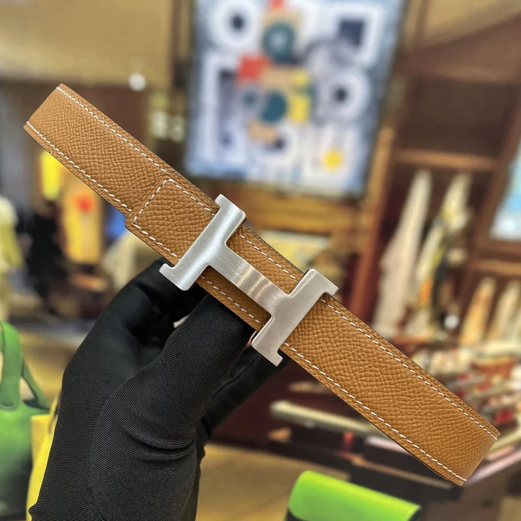 silver Hermes Gold Epsom Leather Belt