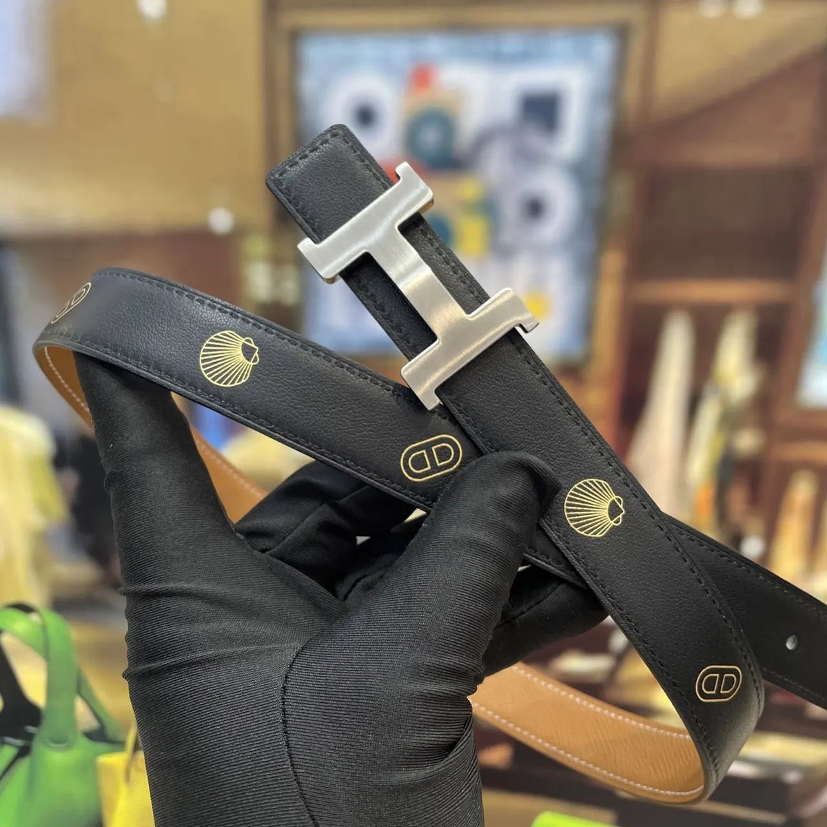 silver Hermes Gold Epsom Leather Belt - Hình 2