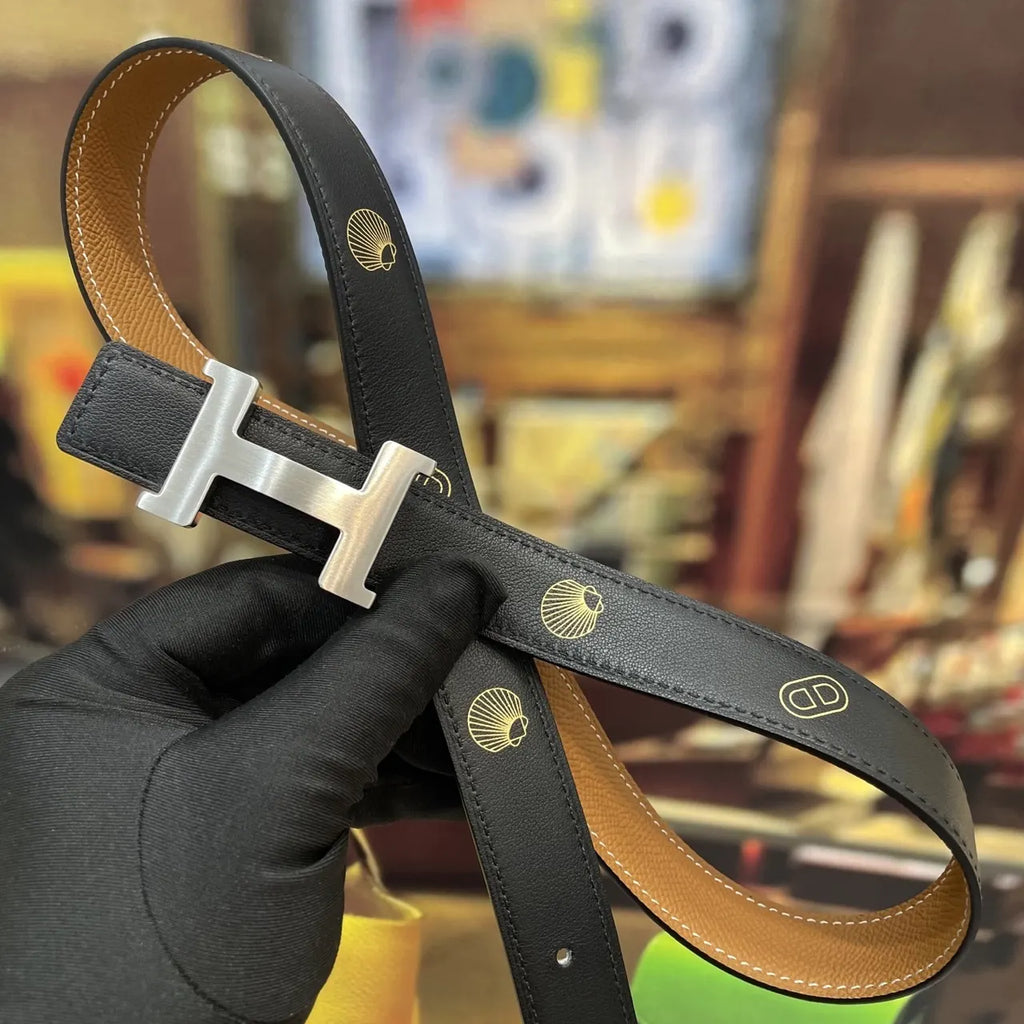 silver Hermes Gold Epsom Leather Belt - Hình 4