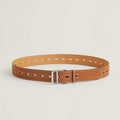 perforated Hermes Tan Leather Belt