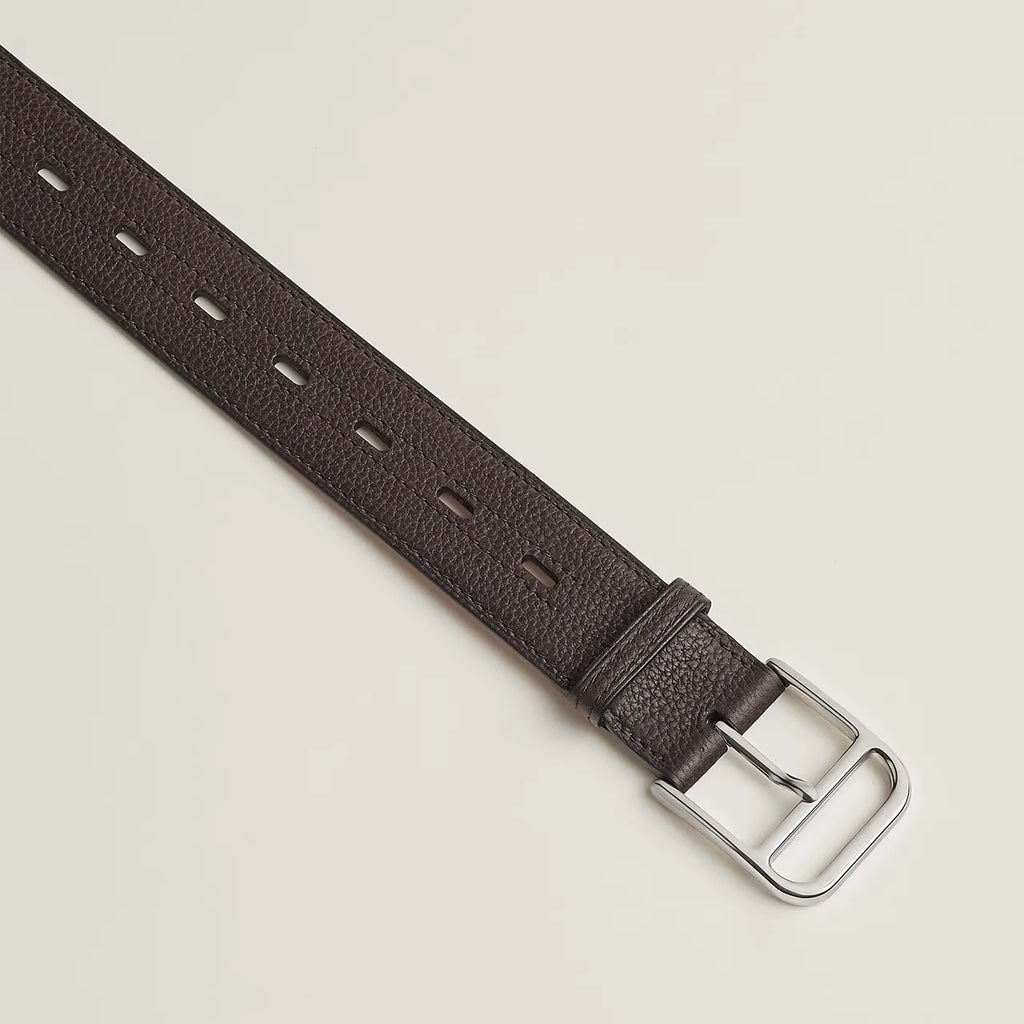 perforated Hermes Tan Leather Belt - Hình 7