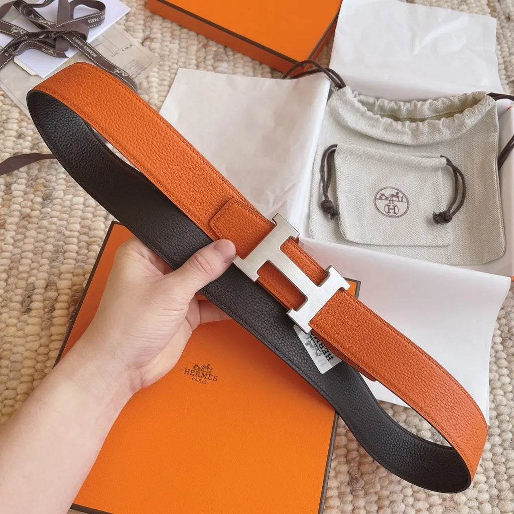 Hermes Orange Black Belt - Hình 4
