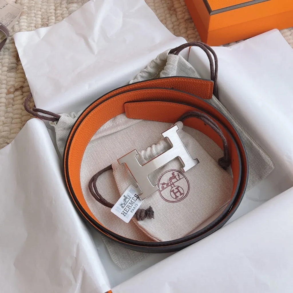 Hermes Orange Black Belt - Hình 7