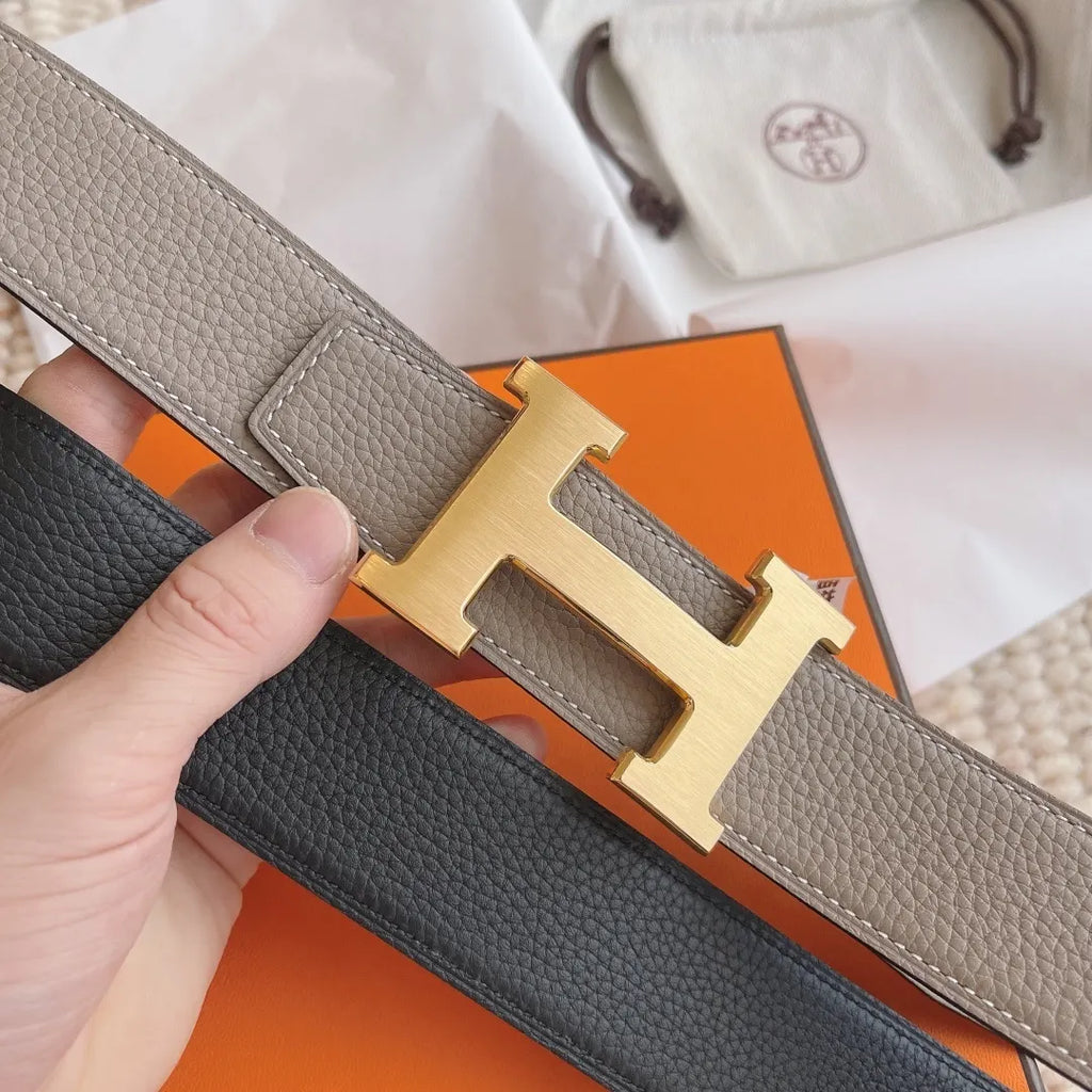 Hermes Gray Black Reversible Belt - Hình 2