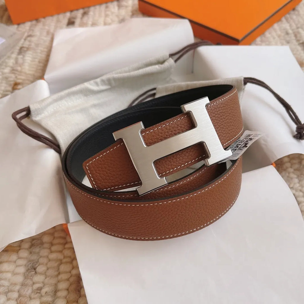Hermes Tan Black Reversible Belt
