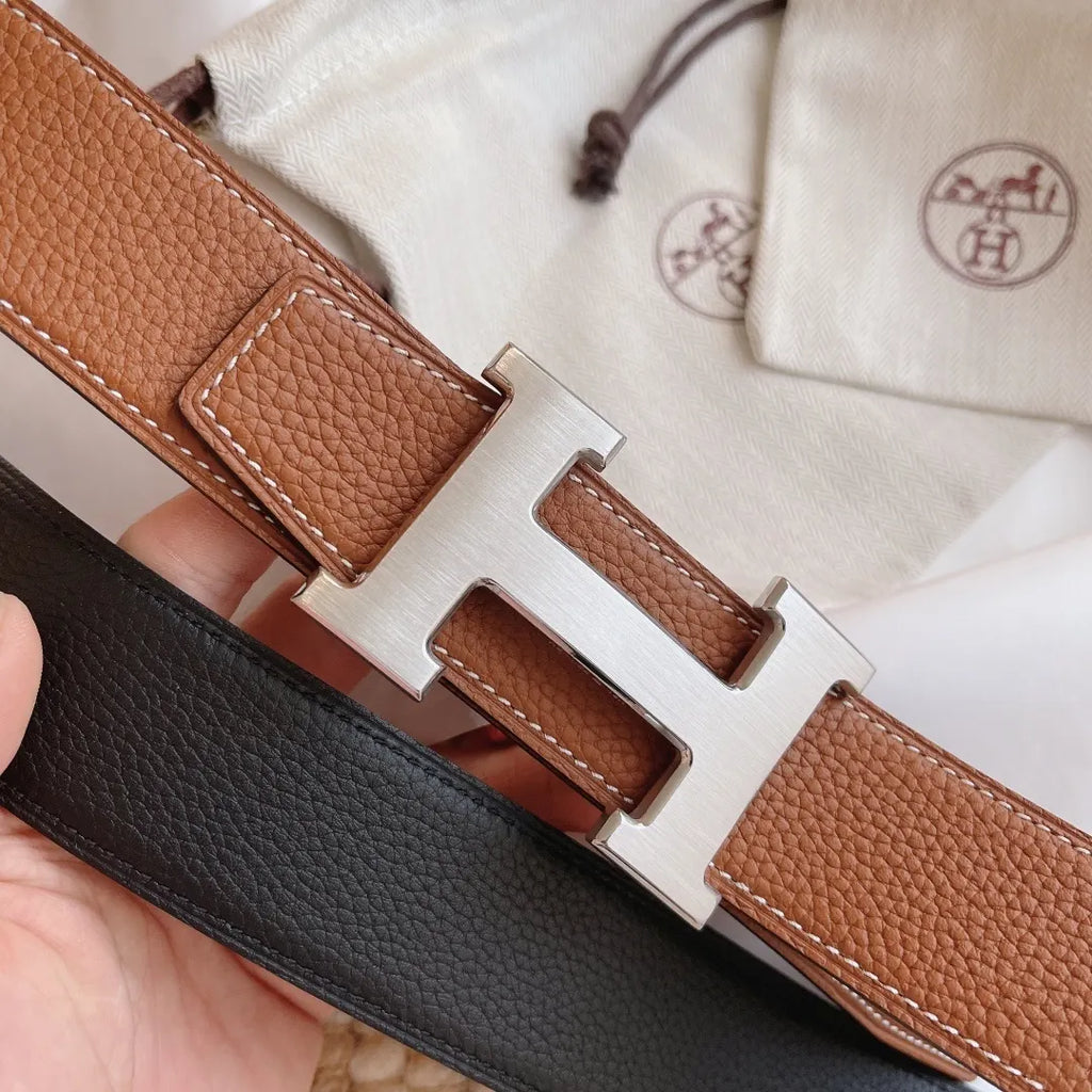 Hermes Tan Black Reversible Belt - Hình 2