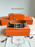 Hermes Romain 35 Black Leather Reversible Belt