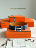 Hermes Black Leather Reversible Belt