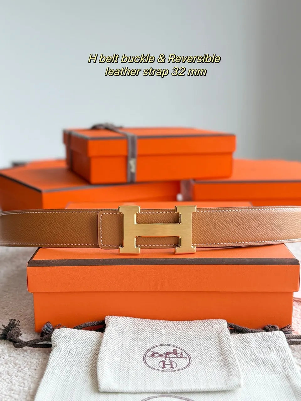 Hermes Gold H Buckle Brown Leather