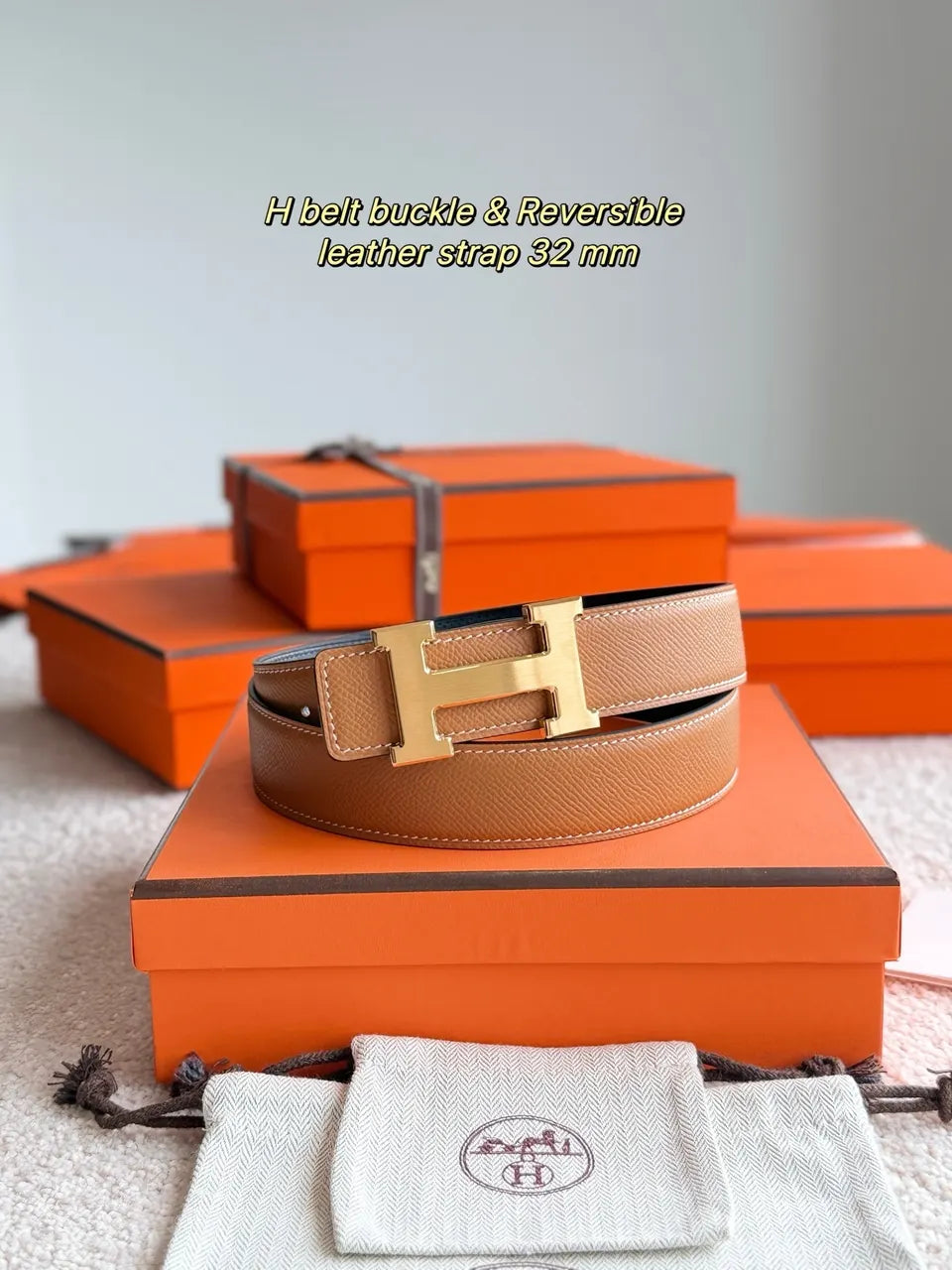 Hermes Gold H Buckle Brown Leather - Hình 2