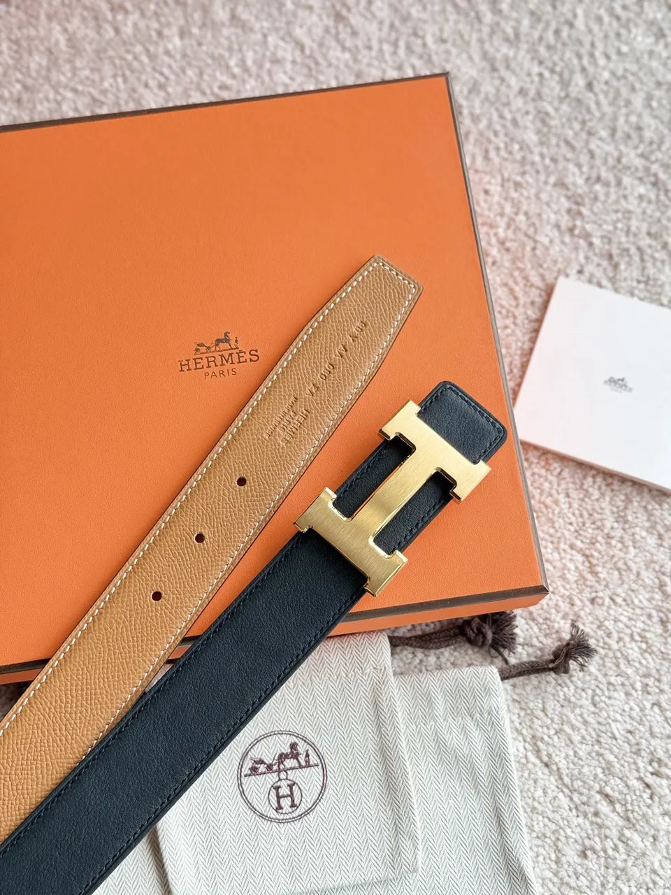 Hermes Gold H Buckle Brown Leather - Hình 7