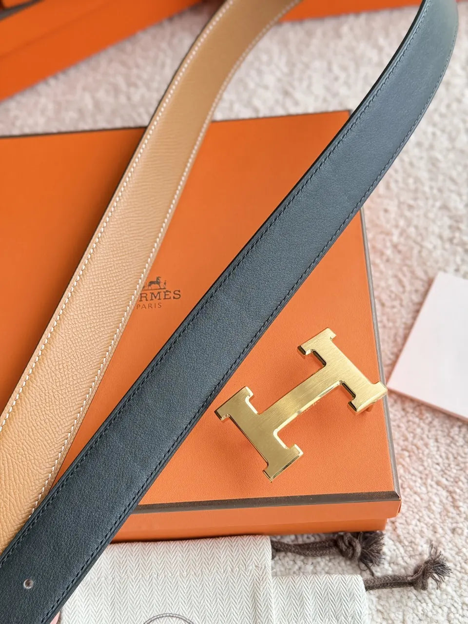 Hermes Gold H Buckle Brown Leather - Hình 8