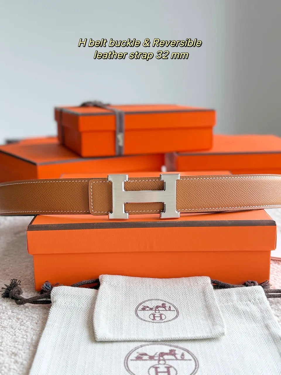 Hermes Caramel Reversible Belt