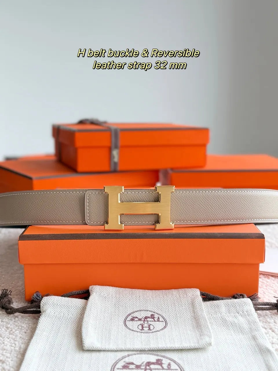 Hermes Beige Reversible Belt