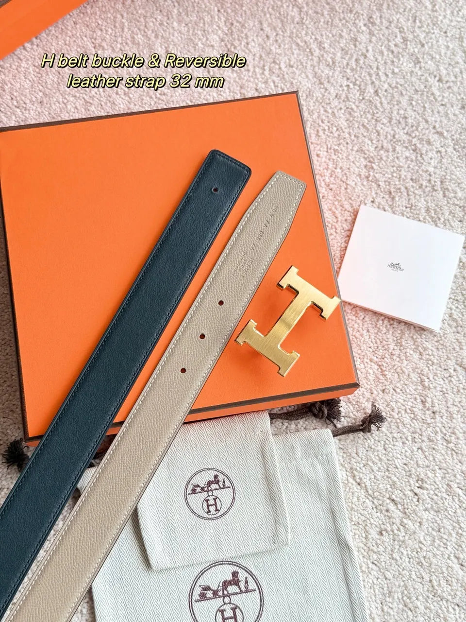 Hermes Beige Reversible Belt - Hình 4