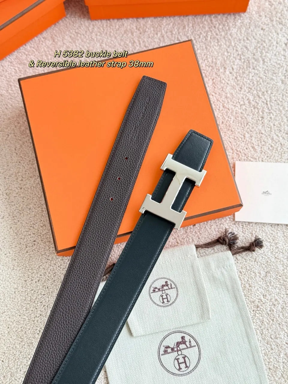 Hermes Black/Brown Reversible Belt - Hình 2